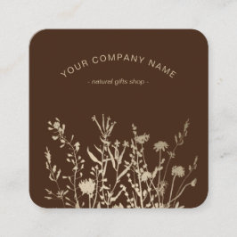 Rustic Wild Flowers Earthy Floral Sketches Logo Fyrkantigt Visitkort