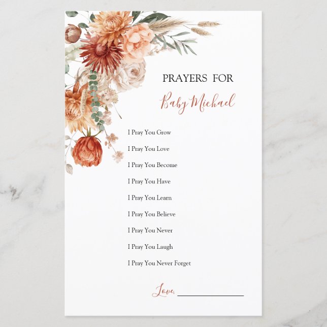Rustic WildblomBaby Shower Prayers för Baby (Framsida)