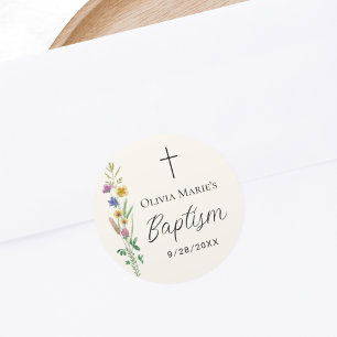 Rustic Wildblombaptism Runt Klistermärke