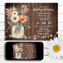 Rustic WildblomBarn Wood Land Blommigt Bröllop