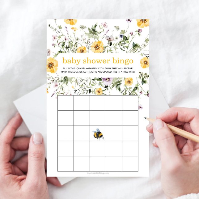 Rustic WildblomBee Baby Shower Bingo Game (Skapare uppladdad)