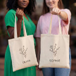 Rustic WildblomBridesmaid Namn Tote Bag Tygkasse<br><div class="desc">Denna vackra brud i stil med skisserad blommigt och bridesserten i namn kommer att vara underbar för tack vare gåvor eller favörer från bruden och för bachelorette helg.</div>