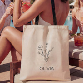 Rustic WildblomBridesmaid Namn Tote Bag Tygkasse