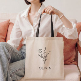 Rustic WildblomBridesmaid Namn Tote Bag Tygkasse