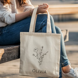 Rustic WildblomBridesmaid Namn Tote Bag Tygkasse