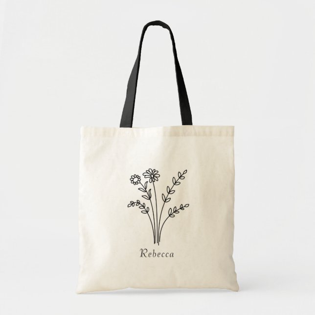 Rustic WildblomBridesmaid Namn Tote Bag Tygkasse (Framsidan)