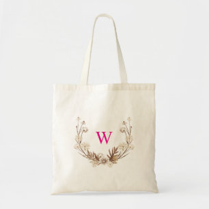 Rustic WildblomBridesmaid Rosa Initial Elegant Tygkasse