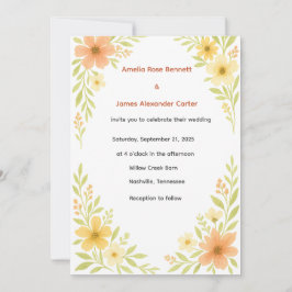 Rustic Wildblombröllop - inbjudan