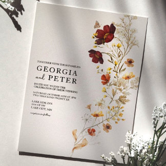 Rustic Wildblombröllop - inbjudan