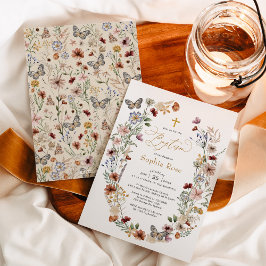 Rustic WildblomButterfly Garden Baptism Inbjudningar
