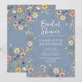 Rustic WildblomDusty Blue-Möhippa Inbjudningar