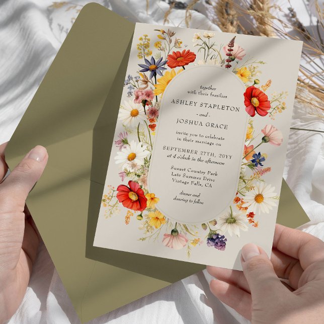 Rustic WildblomElegant Blommigt Bröllop Inbjudningar (Elegant modern floral wedding invitation from my Rustic Wildflower Wedding Collection)
