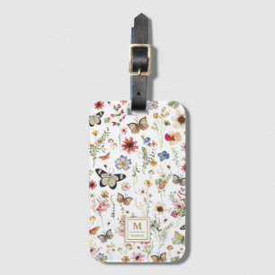 Rustic WildblomGarden Vintage Butterflies Bagagebricka