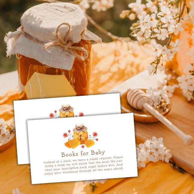 Rustic Wildblomhonungsbi Bokar för babyskor Tilläggskort (Rustic Wildflower Honey Bee Books For Baby Shower Enclosure Card)