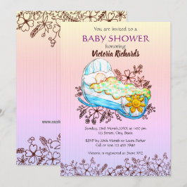 Rustic Wildblomma Baby i Cradle Baby Shower Inbjudningar