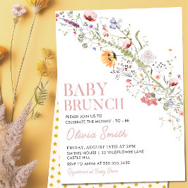 Rustic Wildblomma Blommigt Baby Brunch Baby Shower Inbjudningar