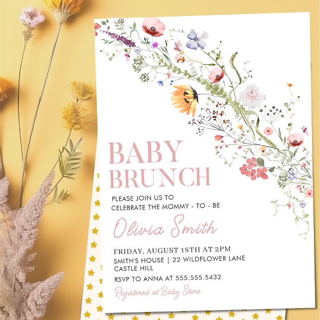 Rustic Wildblomma Blommigt Baby Brunch Baby Shower Inbjudningar (Skapare uppladdad)