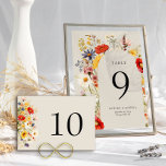 Rustic Wildblomma Blommigt Bröllop Bold Bordsnummer<br><div class="desc">Rustic wildblomma bröllop bordsnummer-kort med söt blommigt design. Nummerkortet har en gräns av pulserande botaniska blommor av vintage och utförliga blommor i rik, varma neutralter. En fantastisk utformning med sommartid och höst färger av röd orange gult rosa blue och kräm på neutraltens bakgrund, som hjälper dig att skapa en rad...</div>