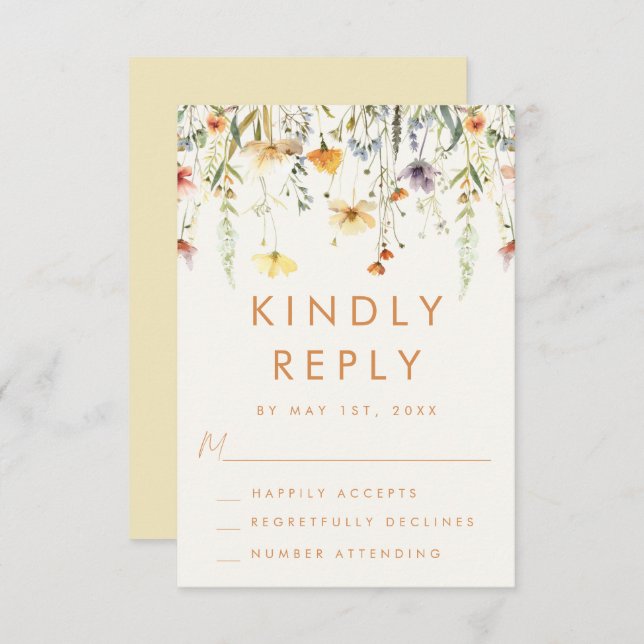 Rustic Wildblomma Bröllop OSA Kort (Fram/baksida)