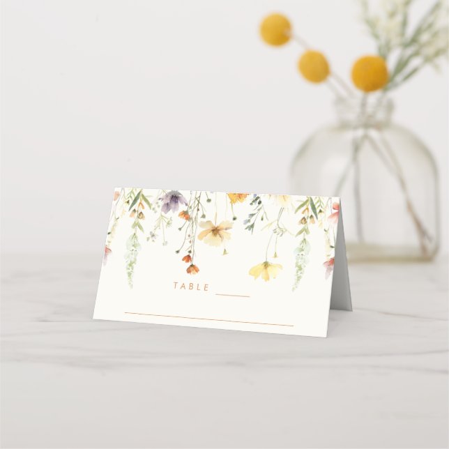 Rustic Wildblomma Bröllop Placeringskort (Framsida)