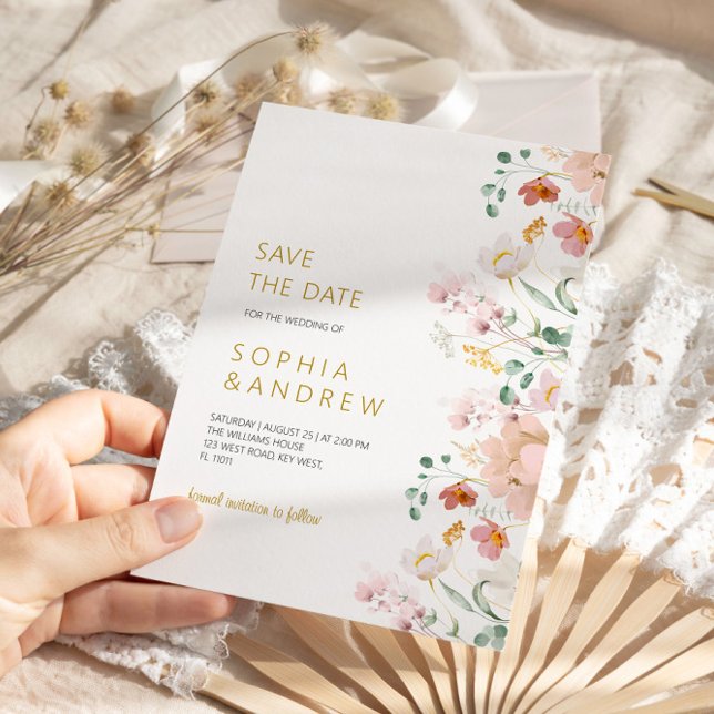 Rustic Wildblomma Bröllop spara datum Inbjudningar (Skapare uppladdad)