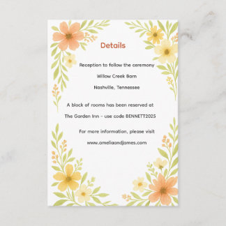 Rustic Wildblomma Bröllop Tilläggskort