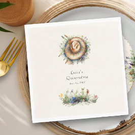 Rustic Wildblomma Cowgirl Hat Blommigt Quinceanera Pappersservett