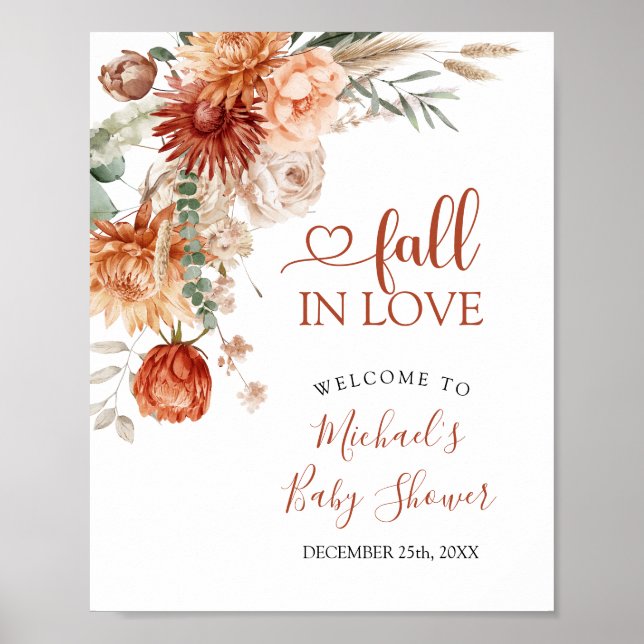 Rustic Wildblomma i Kärlek Baby Shower Välkommen Poster (Framsidan)
