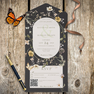 Rustic Wildblomma Ram Black QR-kod