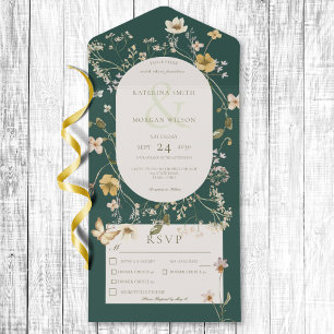 Rustic Wildblomma Ram Emerald Grönt Tre middagar