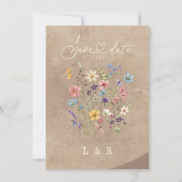 Rustic Wildblomma Spara datum utan foto Bröllop Anteckningskort
