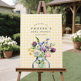 Rustic WildblomMason Burk Baby Shower Sign Poster