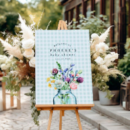 Rustic WildblomMason Burk Baby Shower Sign Poster