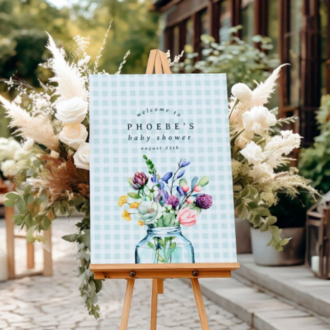Rustic WildblomMason Burk Baby Shower Sign Poster (Skapare uppladdad)