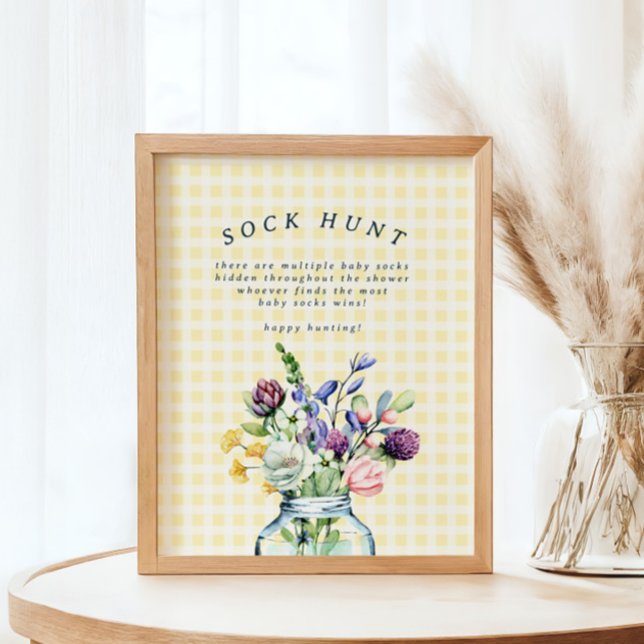 Rustic WildblomMason Burk Baby Sock Hunt Game Poster (Skapare uppladdad)