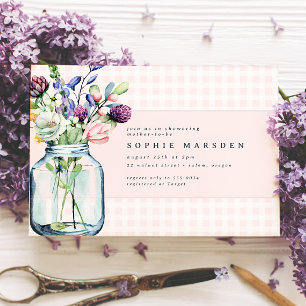 Rustic WildblomMason Burk Picnic Baby Shower Inbjudningar