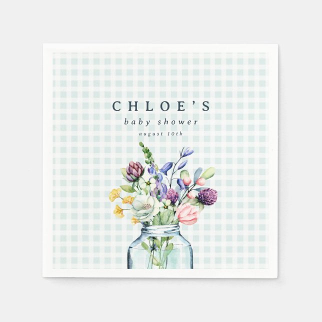 Rustic WildblomMason Burk Picnic Baby Shower Pappersservett (Framsidan)