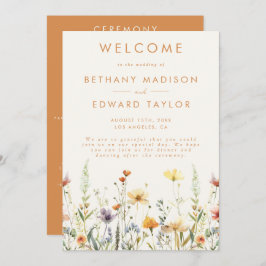 Rustic WildblommBröllop Ceremony Program