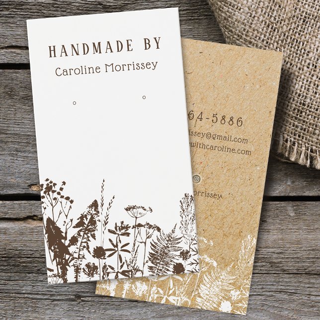 Rustic Wildblomme Earring Visning Card Visitkort (Rustic Wildflowers Earring Display Card)