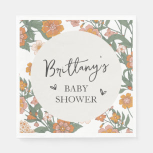 Rustic Wildblomme Kön Neutral Baby Shower Pappersservett