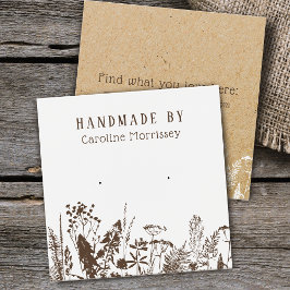 Rustic Wildblomme Stud Earring Visning Card Fyrkantigt Visitkort