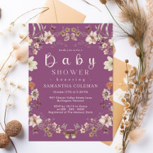 Rustic Wildblomme Theme Berry Lila Baby Shower