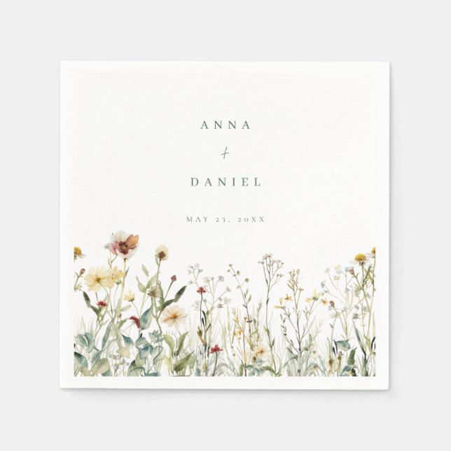 Rustic WildblomMeadow Bröllop Pappersservett (Framsidan)