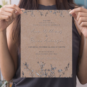 Rustic Wildblommes Kraft Fall Blommigt Bröllop Inv Inbjudningar