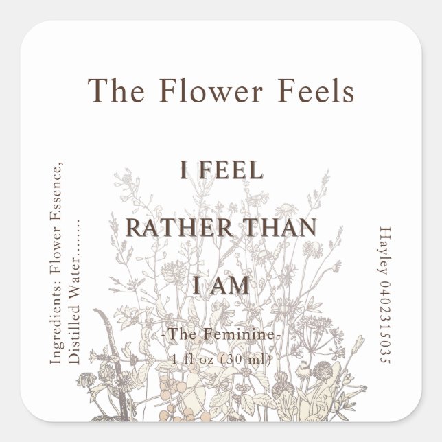 Rustic WildblommHerb Earthy Blommigt Fyrkantigt Klistermärke (Framsida)