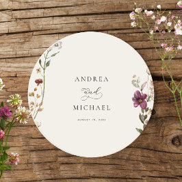 Rustic WildblommIvory Cream Romantic Bröllop Underlägg Papper Rund