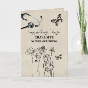 Rustic WildblommNurse Grattis Studenten Kort