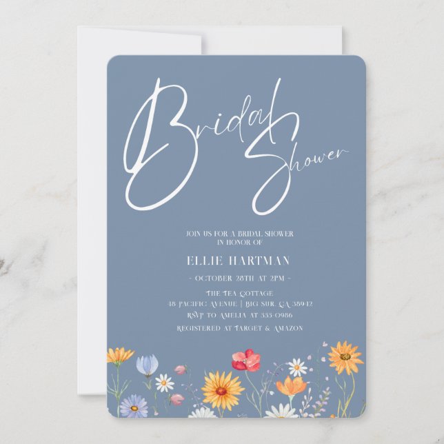 Rustic WildblomMöhippa Bash Inbjudningar (Framsida)