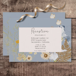 Rustic Wildblommonogram Dusty Blue Reception Tilläggskort