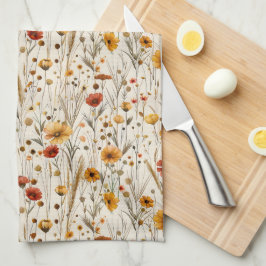 Rustic Wildblommor - Blommönstret Boho Fall Kökshandduk